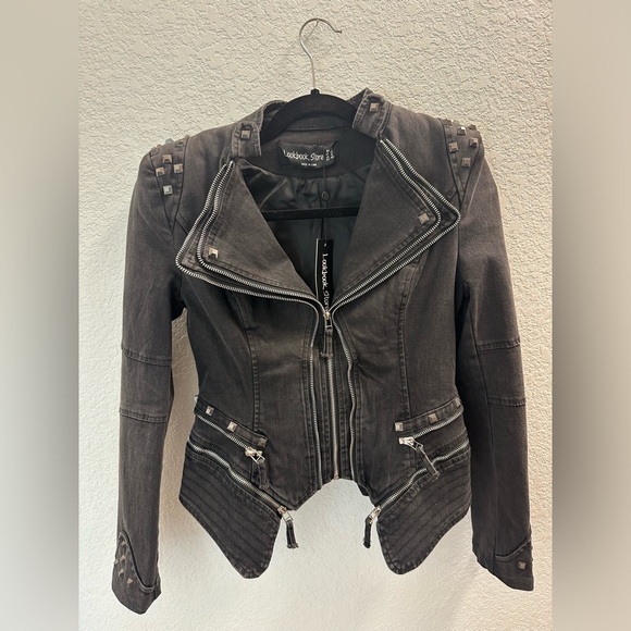 LookBook Store Black Moto Jacket NWT - Picture 1 of 5